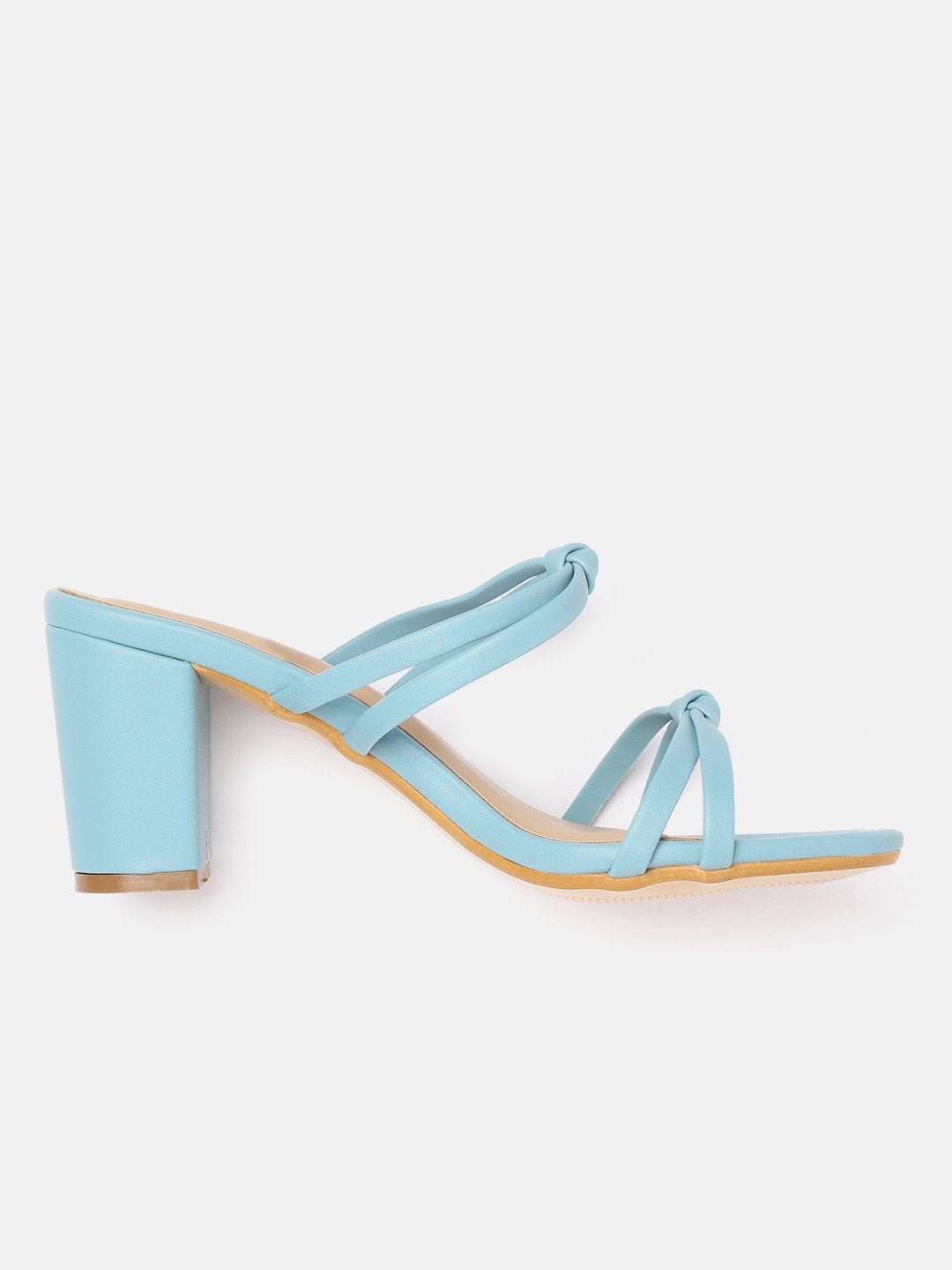 DressBerry Women Blue Strappy Heels with Knot Detail