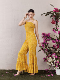 Berrylush Printed Shoulder Straps Basic Jumpsuit