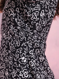 DressBerry Print Puff Sleeve A-Line Dress