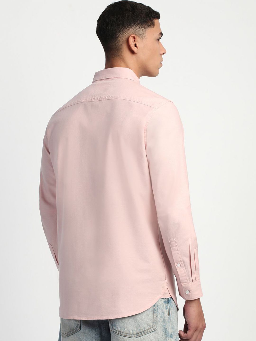 THE BEAR HOUSE Men Slim Fit Button-Down Collar Pure Cotton Solid Casual Shirt