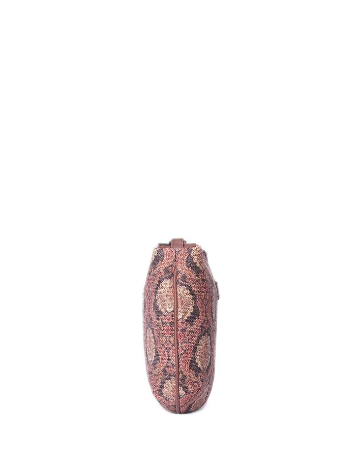 ZOUK Floral Printed Structured Jute Sling Bag