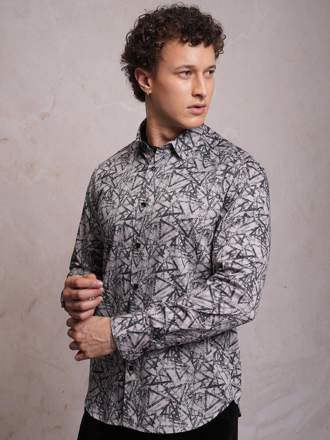 LOCOMOTIVE Luxe Satin Printed Party Shirt