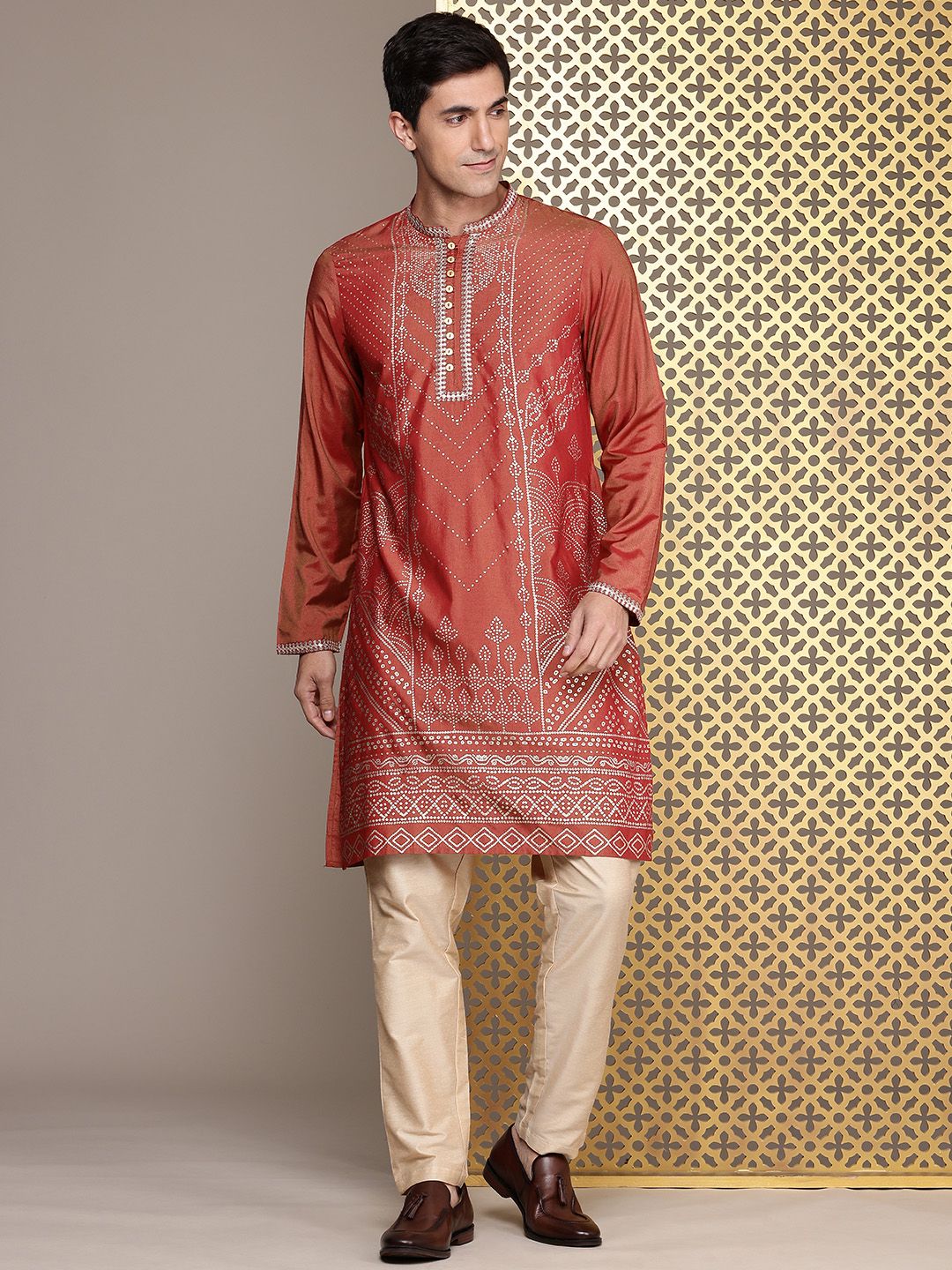 House of Pataudi Jashn Ethnic Motifs Indie Printed Sequinned Kurta