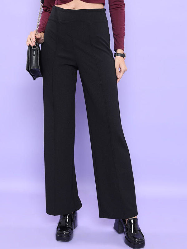 CHIC BY TOKYO TALKIES Women Flared Fit High-Rise Parallel Trousers