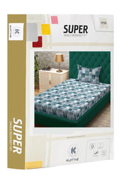 Moda Rapido X KLOTTHE Green & Grey Geometric 400 TC Single Bedsheet with 1 Pillow Covers
