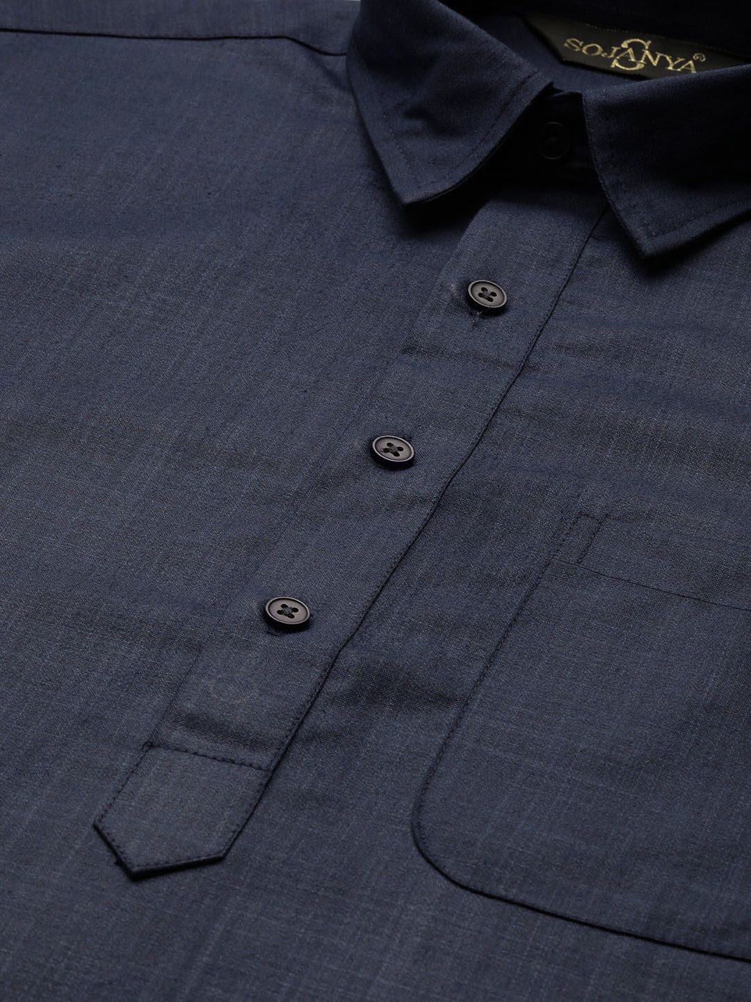 SOJANYA Men Navy Blue Solid Pathani Kurta