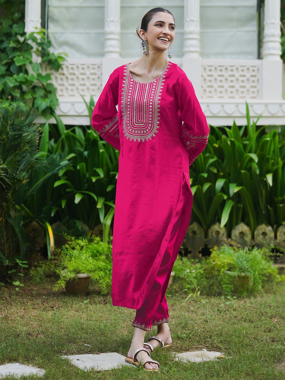 Indo Era Women Ethnic Motifs Embroidered Regular Sequinned Kurta with Trousers