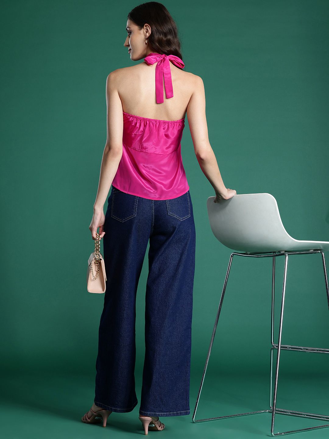 DressBerry Halter Neck Satin Top