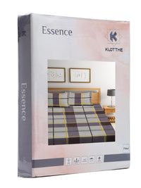 KLOTTHE Brown Geometric Polycotton 300 TC Fitted King Fine Bedsheet with 2 Pillow Covers-96 x 89 inches