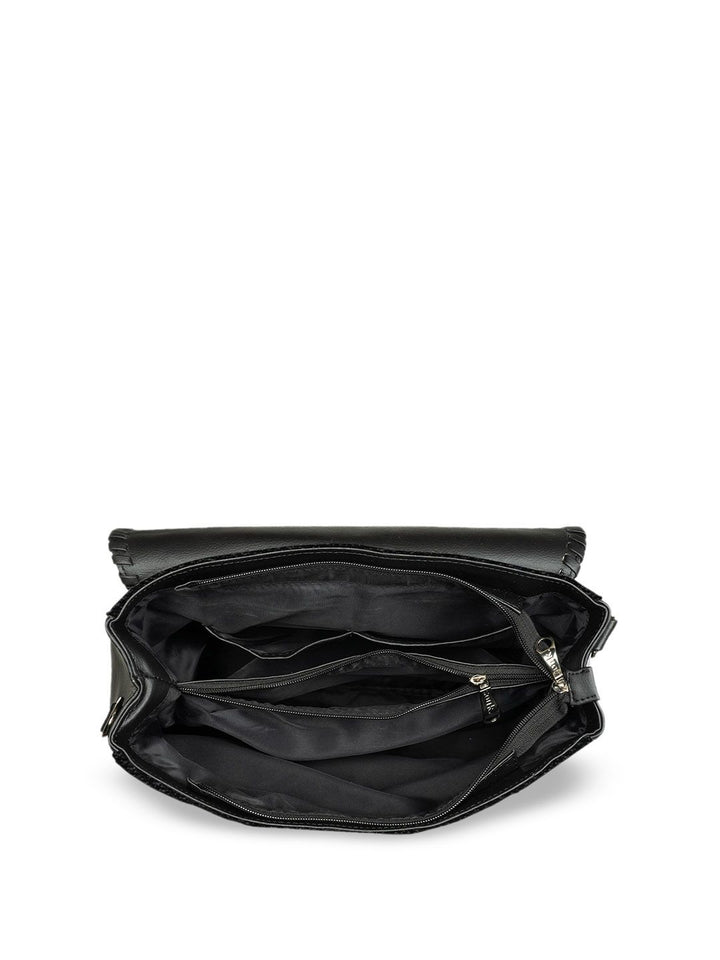 ZOUK Ethnic Motifs Printed Structured Jute Satchel Bag