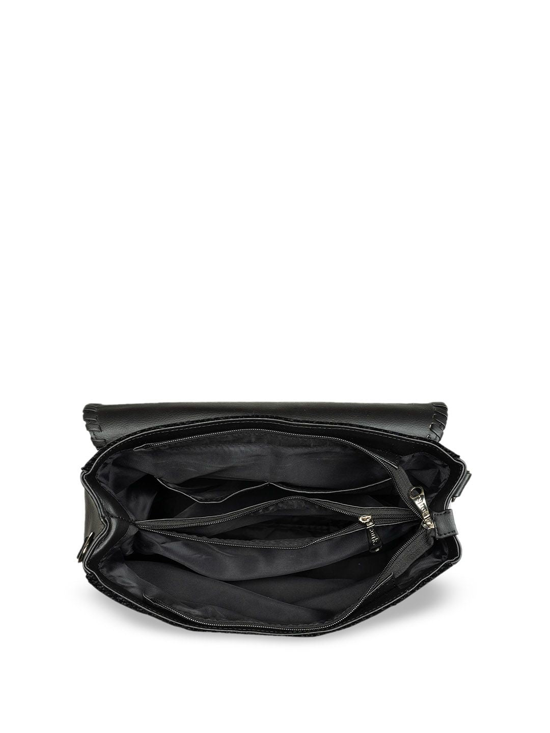 ZOUK Ethnic Motifs Printed Structured Jute Satchel Bag