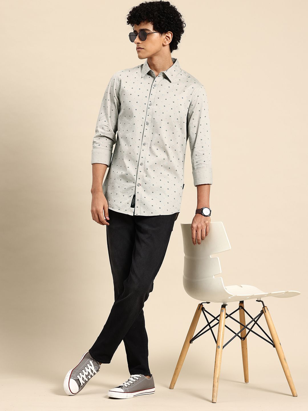 Being Human Pure Cotton Slim Fit Printed Casual Shirt
