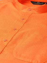 SOJANYA Men Orange Solid Straight Kurta