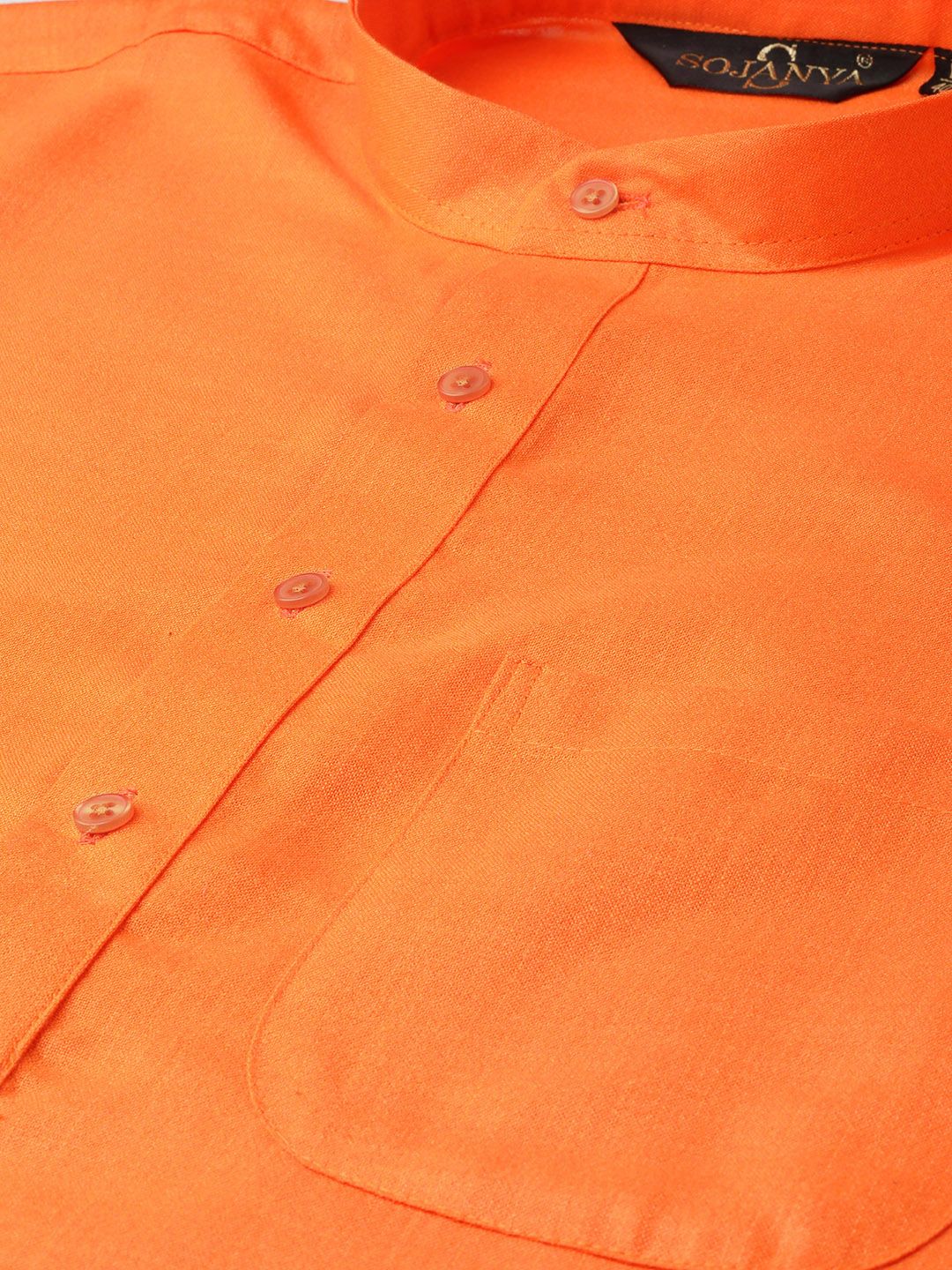 SOJANYA Men Orange Solid Straight Kurta
