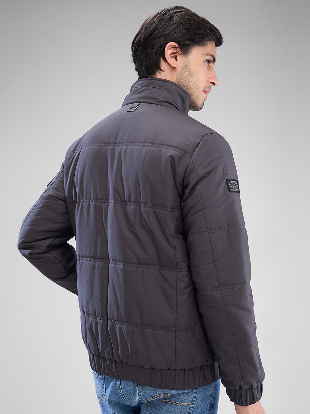 SPYKAR Men Solid Padded Regular Fit Jacket With Patchwork
