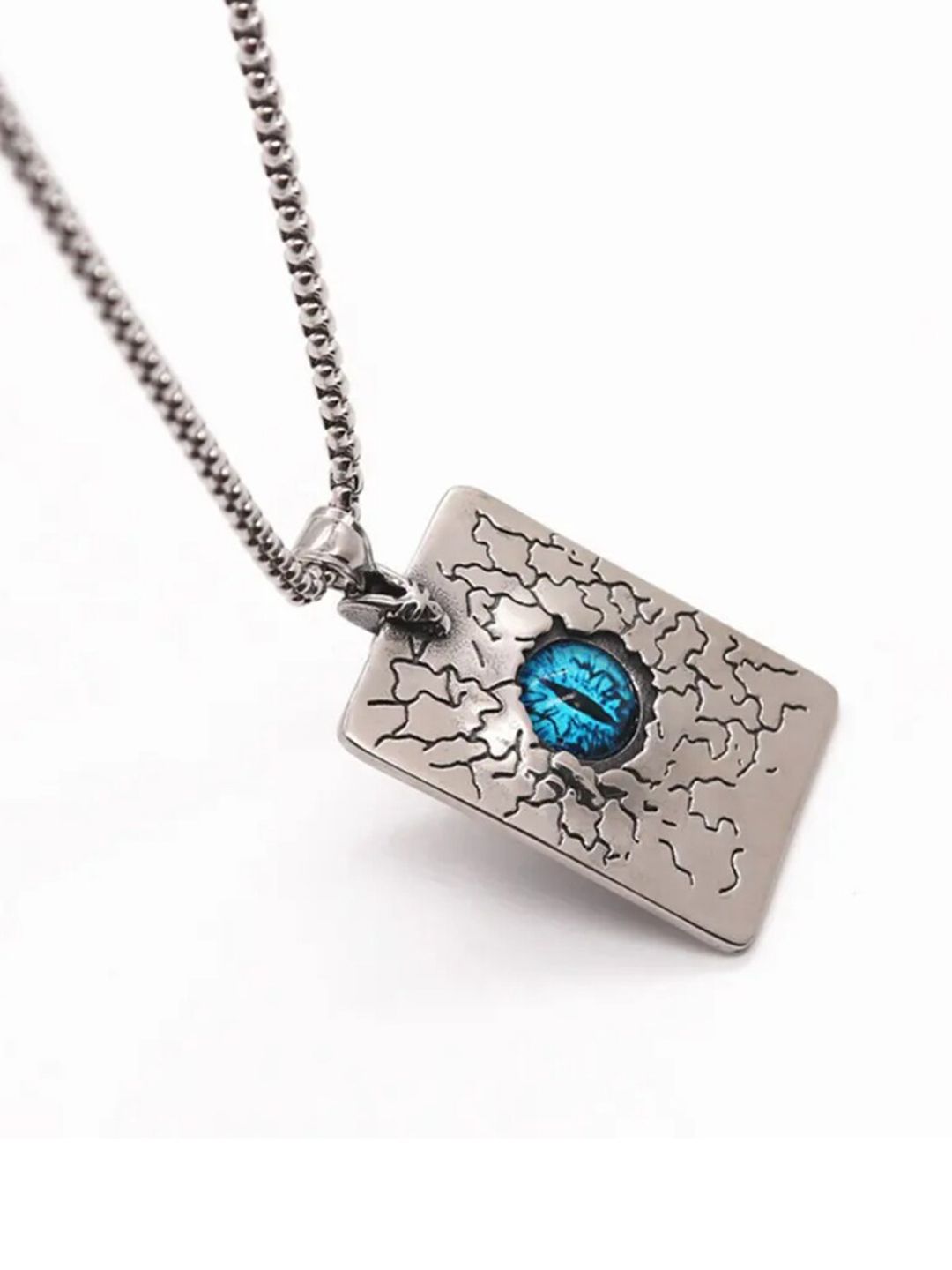 SALTY Men Silver-Toned Monster'S Eye Locket Chain