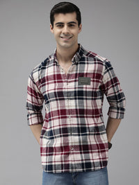 THE BEAR HOUSE Ardor Edition Men White Slim Fit Tartan Checked Pure Cotton Casual Shirt
