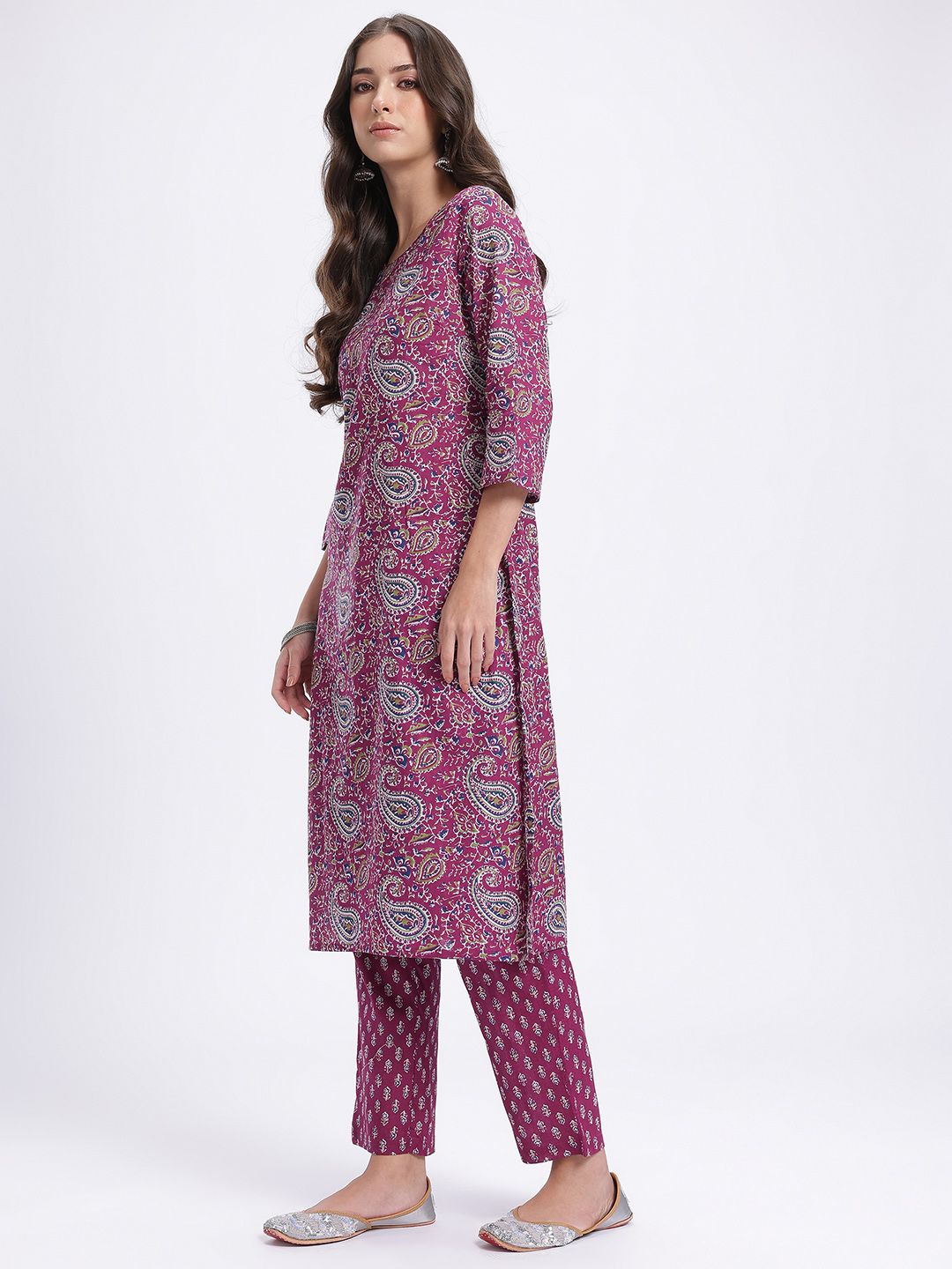 Anouk Paisley Print Kurta with Trousers & With Dupatta