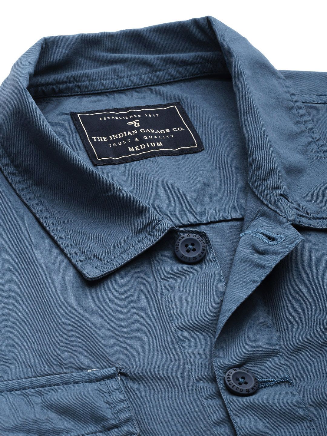The Indian Garage Co Men  Utililty Regular Fit Solid Shirt with Double flap Pocket