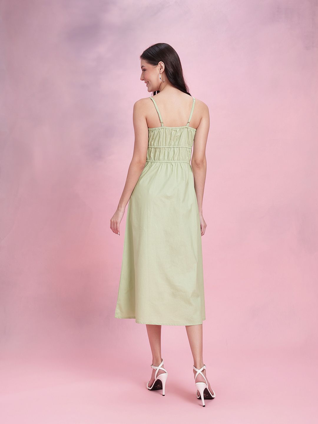 DressBerry Floral Print Pure Cotton A-Line Midi Dress