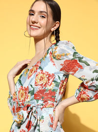 Berrylush Women Deep Blue Printed Playsuit