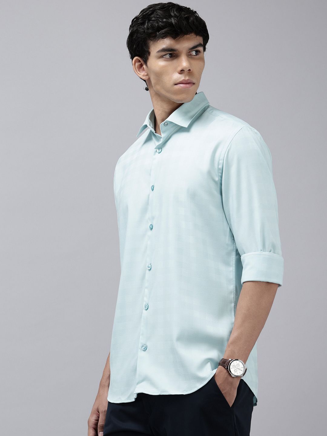 Park Avenue Ultra Light Wrinkle Resistant BI-Stretch Slim Fit Checked Shirt