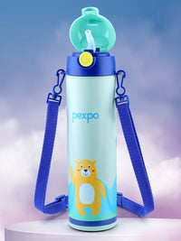 Pexpo Sea Green & Blue Printed Stainless Steel Double Wall Vacuum Water Bottle-470ml