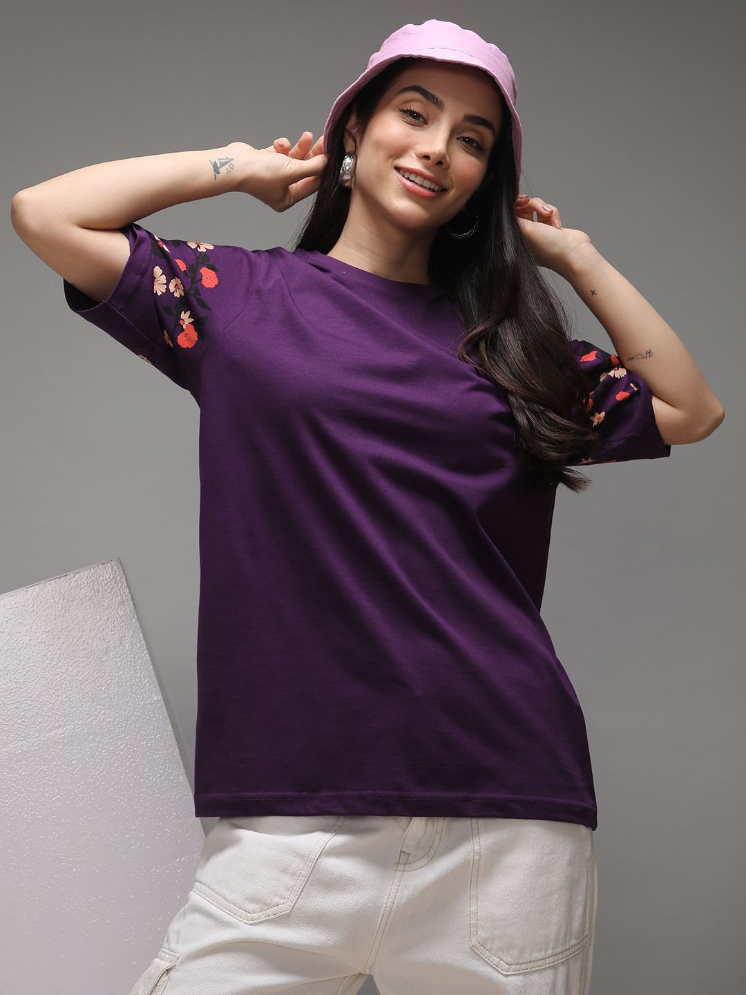DILLINGER Women Short Sleeve Oversized Crew Neck Printed Tshirt