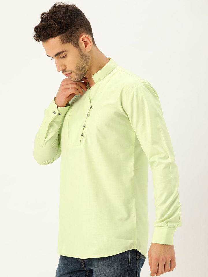 SOJANYA Kurta Lurus Pepejal Hijau Limau Lelaki