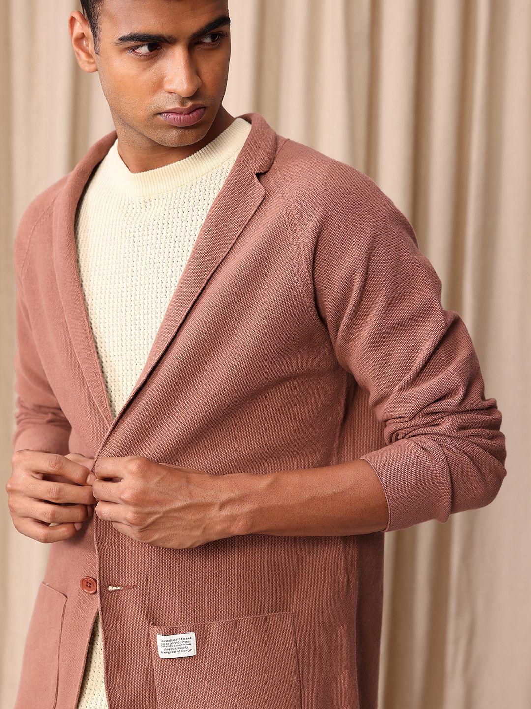 Mr Bowerbird Self Design Tailored Fit Single-Breasted Casual Blazer