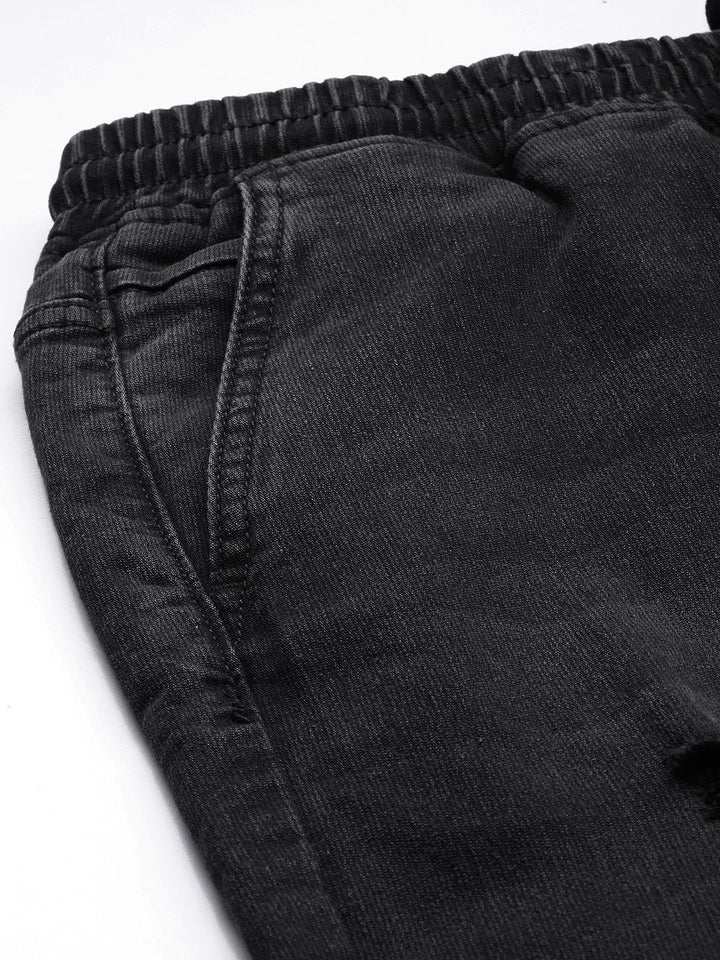 The Indian Garage Co Slim Fit Mildly Distressed Light Fade Stretchable Jogger Jeans