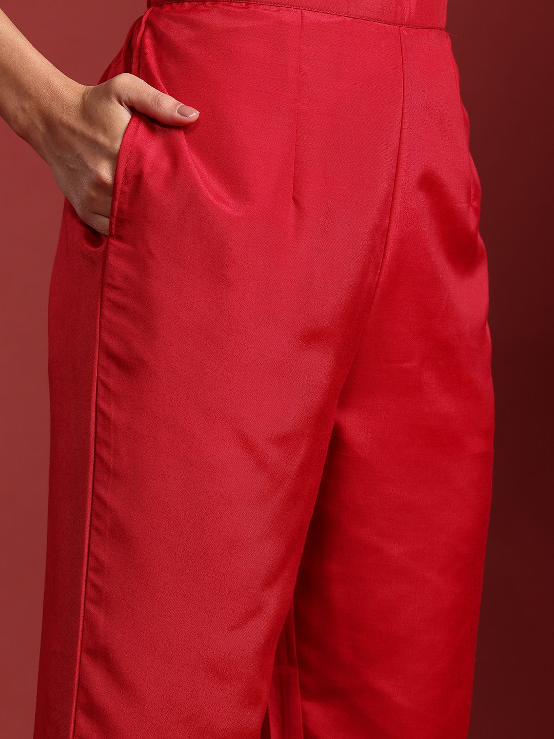 Indo Era Zari Chanderi Silk Kurta With Trousers & Dupatta