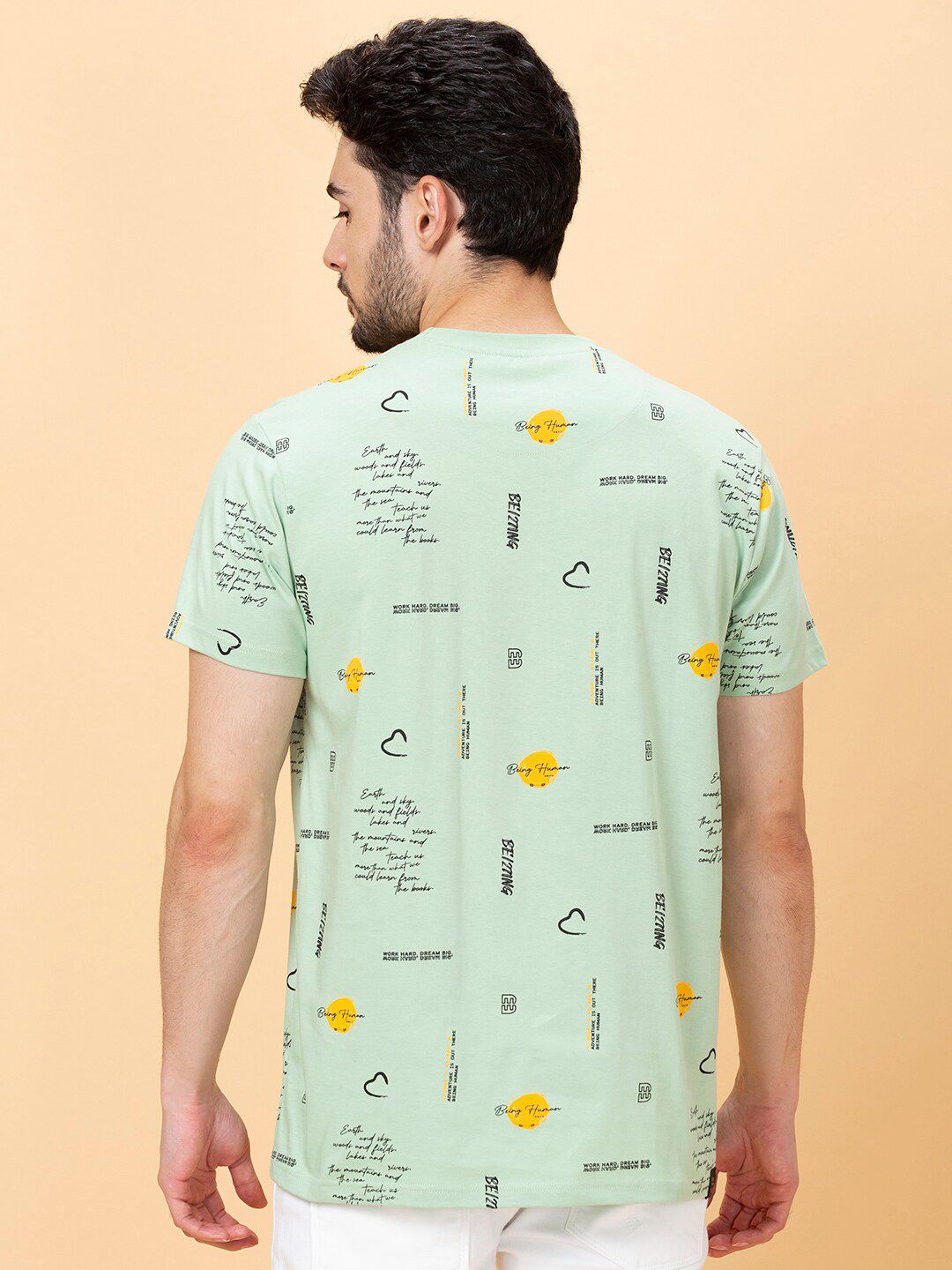 Being Human Conversational Printed Round Neck Short Sleeves Pure Cotton T-shirt