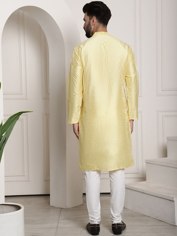 SOJANYA Geometric Embroidered Regular Kurta With Churidar