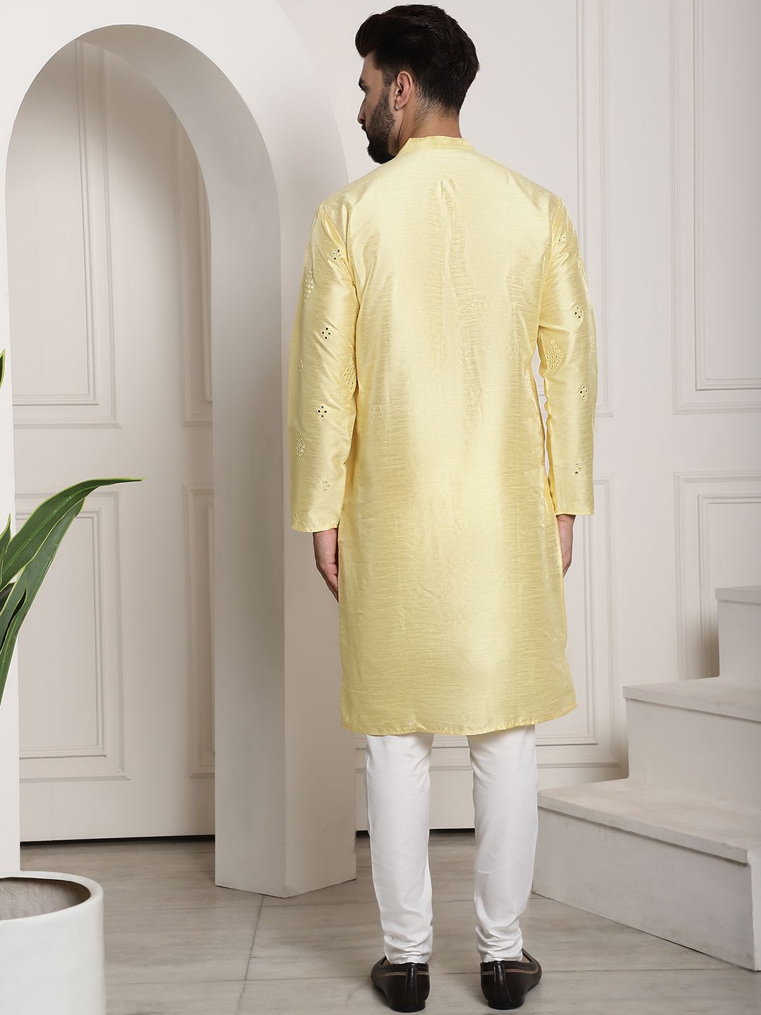 SOJANYA Geometric Embroidered Regular Kurta With Churidar