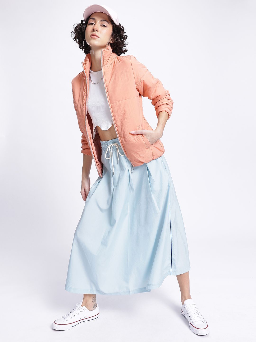 DressBerry Effortless Layering Mock Collar Padded Jacket