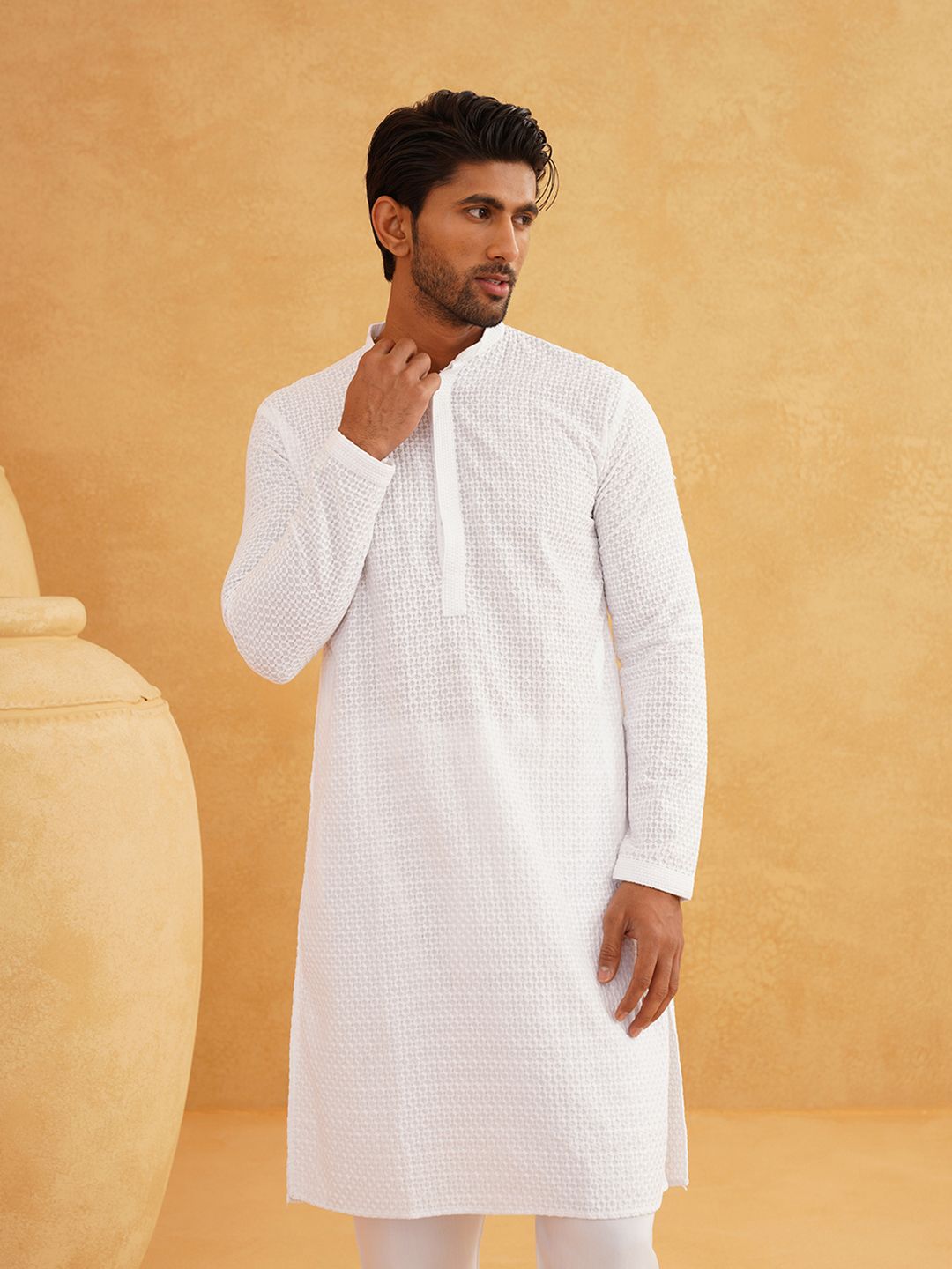 SOJANYA Embroidered Pure Cotton Kurta with Churidar