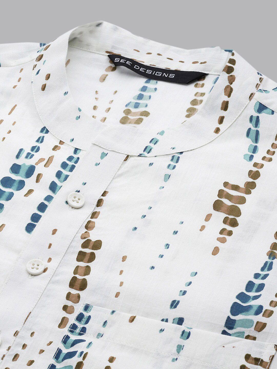 See Designs Abstract printed Mandarin Neck Straight Kurta