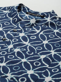 See Designs Men Blue Geometric Printed Kurta