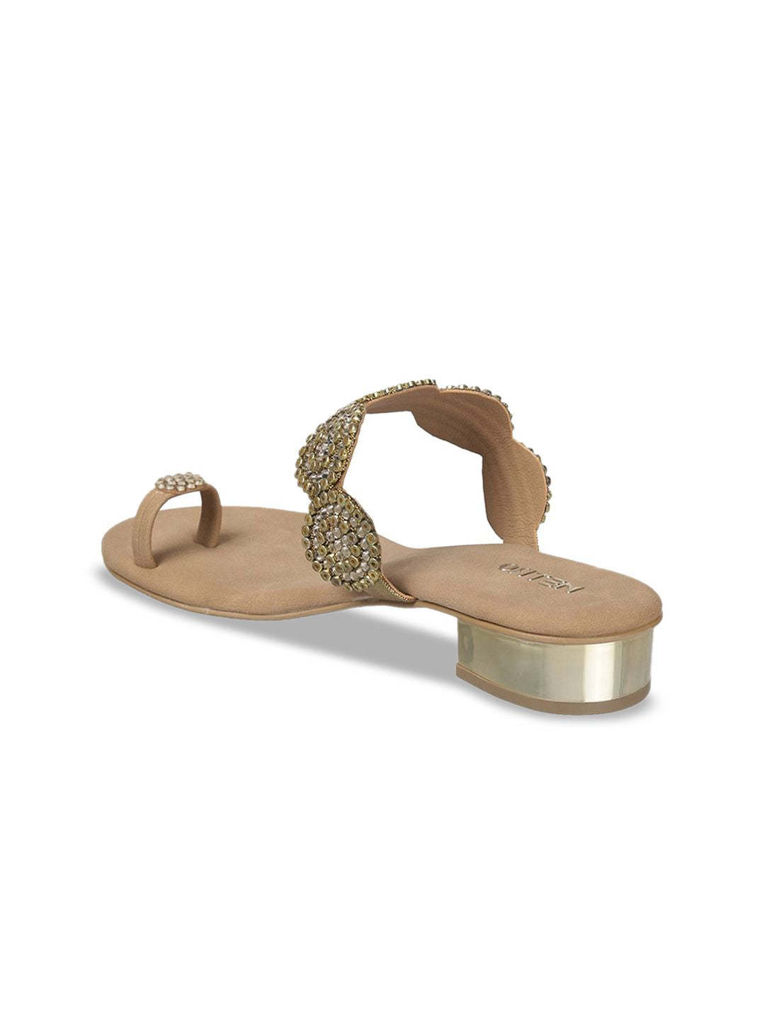 Metro Ethnic Embellished One Toe Block Heels