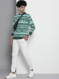 The Indian Garage Co Men Green Printed Sweatshirt