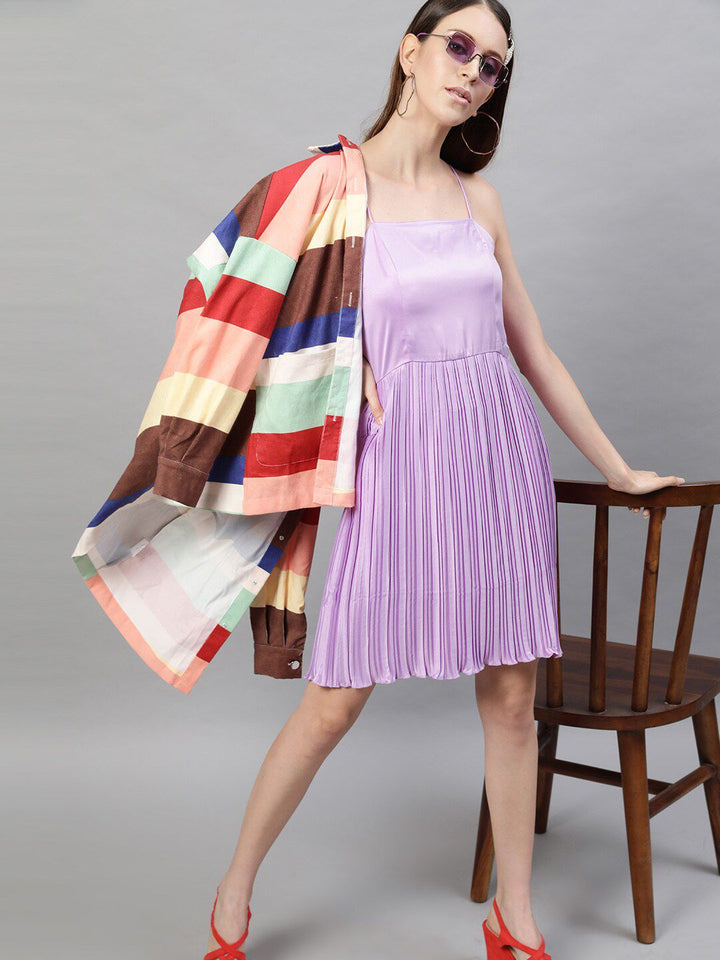 STREET 9 Lavender Satin A-Line Midi Dress