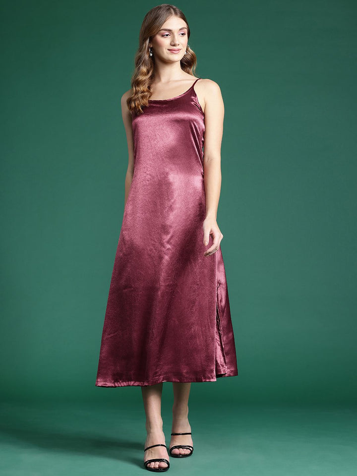 DressBerry Satin A-Line Midi Dress