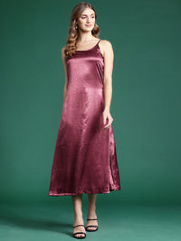 DressBerry Satin A-Line Midi Dress