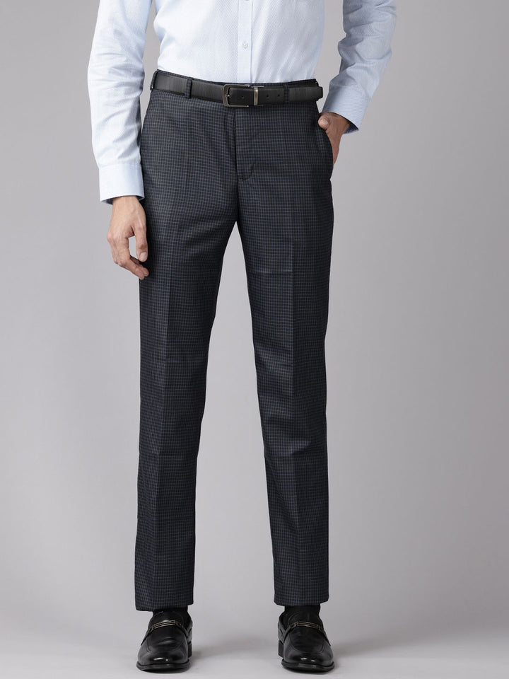 Park Avenue Men Checker Printed Formal Trousers