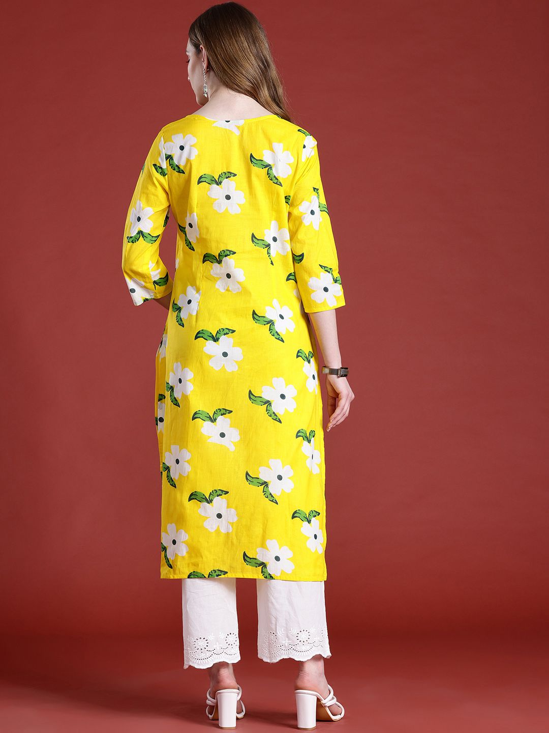 Anouk Floral Printed Pure Cotton Straight Kurta