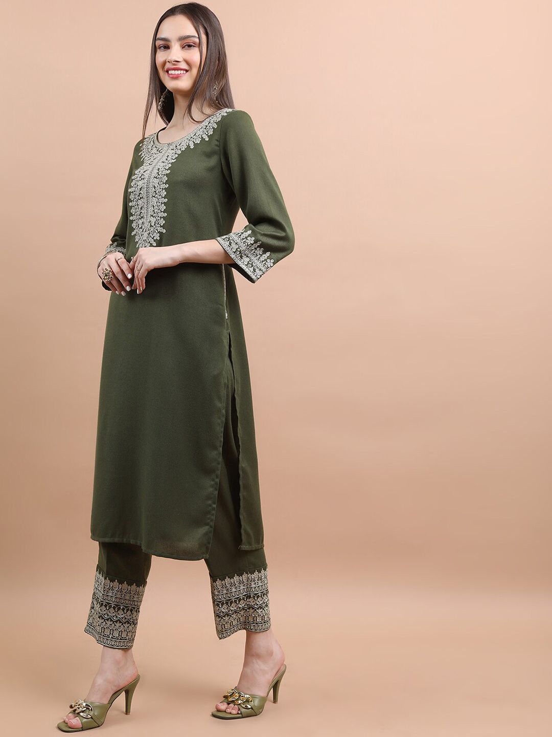 Vishudh Ethnic Motifs Yoke Design Regular Kurta With Palazzos
