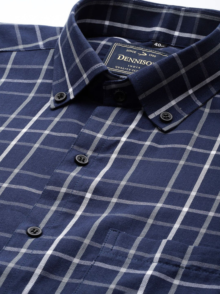 DENNISON Men Smart Tartan Checks Formal Shirt
