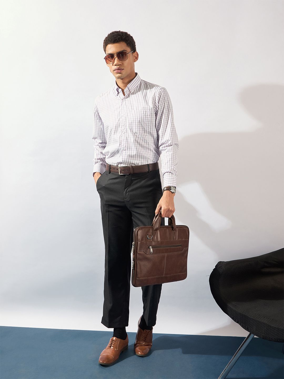 DENNISON Men Smart Micro Checks Formal Shirt
