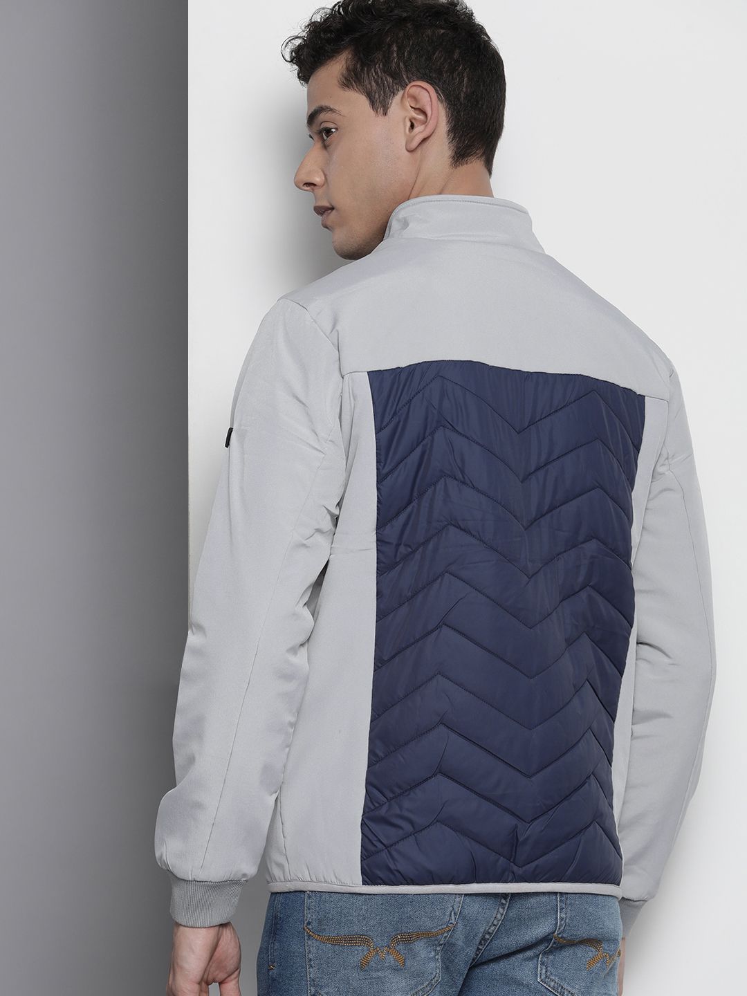 The Indian Garage Co Men Colourblock Zip-Front Bomber Jacket